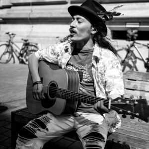 musician, guitar, street musicians, street music, leipzig, germany